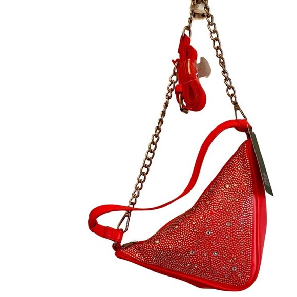 Wild Fable Coral Rhinestone Triangle Crossbody Bag Chain Adjustable Strap NWT - Picture 9 of 11